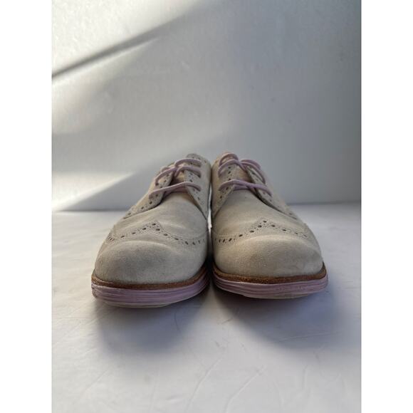 Cole Haan Lunar Grand Gray Suede Lavender Sole Wingtip Oxford Shoe Women SZ 7.5 - Picture 3 of 9